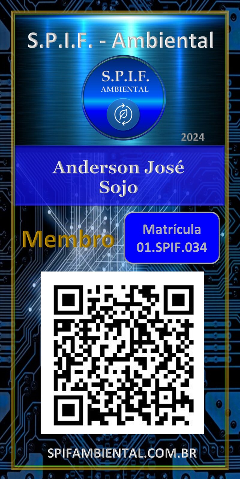 Anderson Jose Sojo – Carteira Digital – S.P.I.F Ambiental – Cadastro – Betim – MG