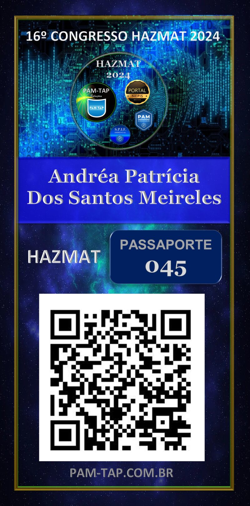 Andréa Patrícia Dos Santos Meireles – Carteira Digital – Aluno – Passaporte 045  – PAM ARAGUARI – Uberlândia – MG