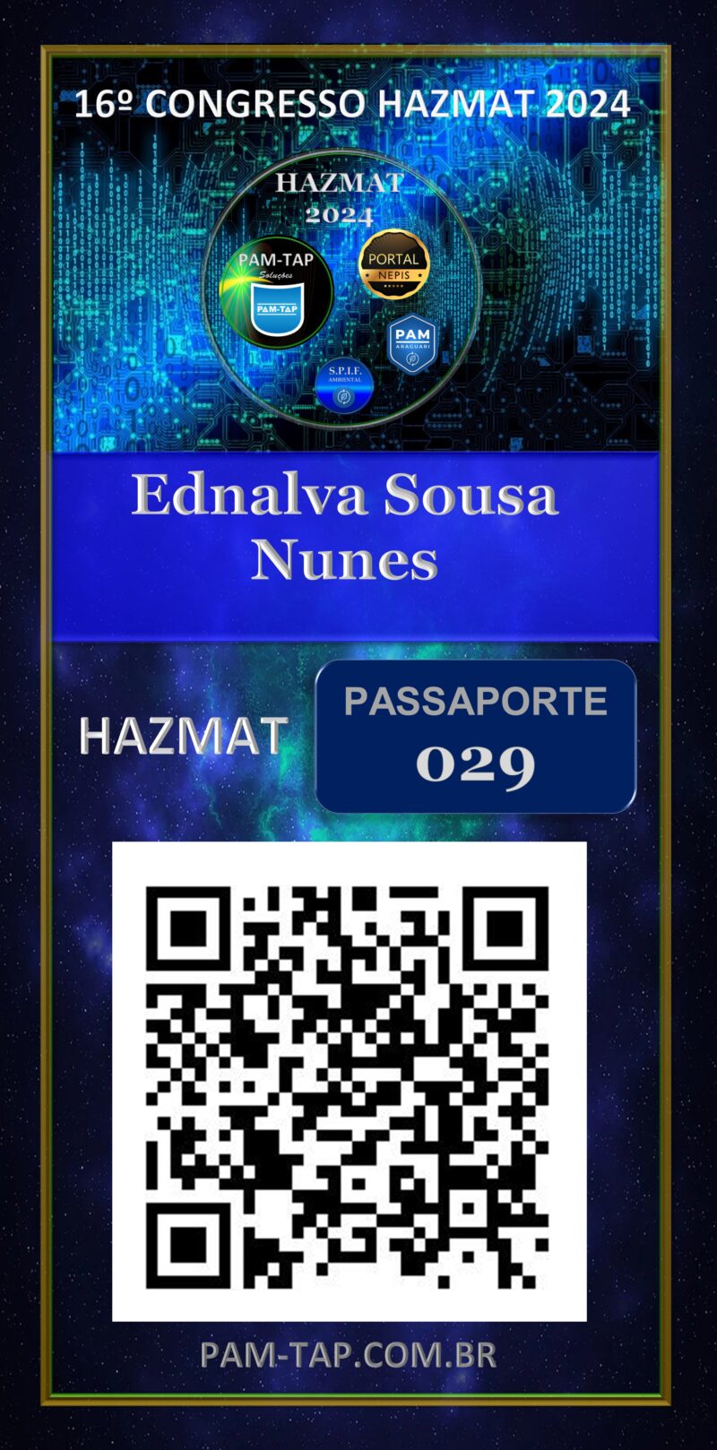 Ednalva Sousa Nunes – Carteira Digital – Aluno – pASSAPORTE 029  – PAM ARAGUARI – Uberlândia – MG