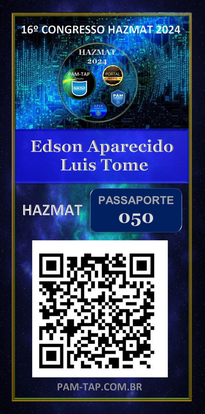 Edson Aparecido Luis Tome – Carteira Digital – Empresa – Passaporte 050  – PAM ARAGUARI – Uberlândia – MG