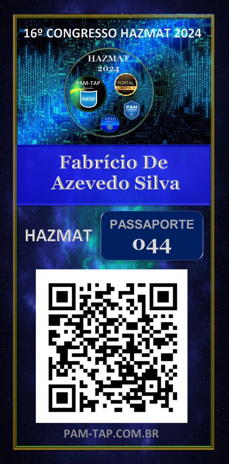 Fabrício De Azevedo Silva – Carteira Digital – Aluno – Passaporte 044  – PAM ARAGUARI – Uberlândia – MG