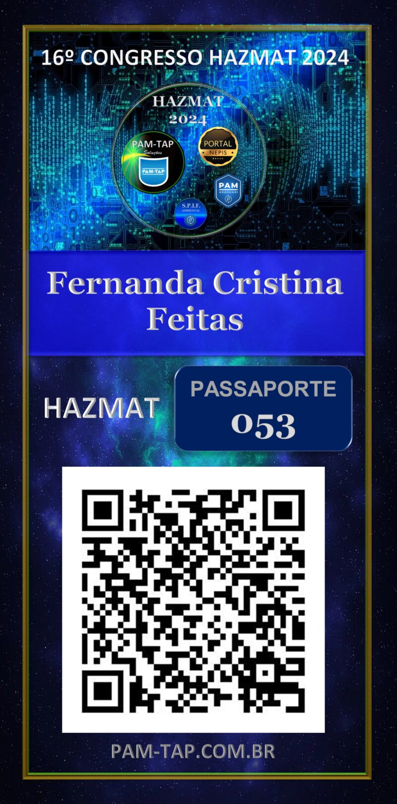 Fernanda Cristina Feitas  – Carteira Digital – Empresa – Passaporte 053  – PAM ARAGUARI – Uberlândia – MG