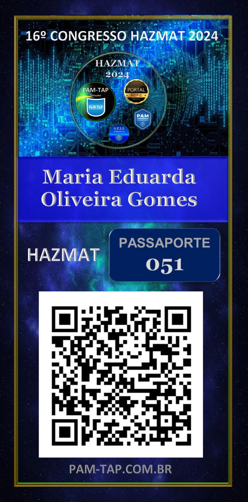 Maria Eduarda Oliveira Gomes – Carteira Digital – Empresa – Passaporte 051  – PAM ARAGUARI – Uberlândia – MG