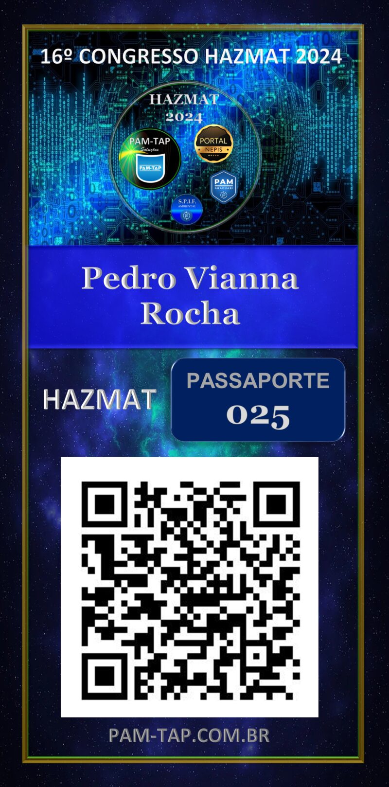 Pedro Vianna Rocha – Carteira Digital – Aluno – Passaporte 025  – PAM ARAGUARI – Uberlândia – MG