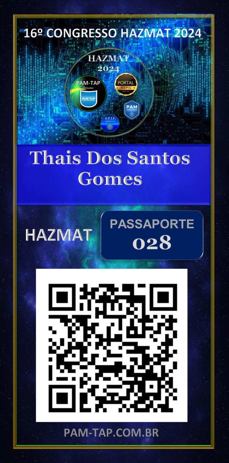 Thais Dos Santos Gomes – Carteira Digital – Aluno – pASSAPORTE 028  – PAM ARAGUARI – Uberlândia – MG